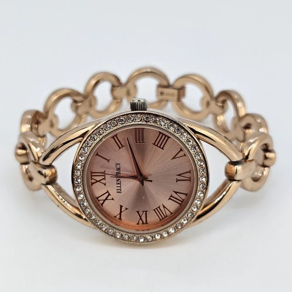 Ellen Tracy Women's Watch 32MM Gold Dial Gold Bracelet Band 7